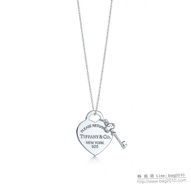 Tiffany純銀飾品 蒂芙尼女士專櫃爆款愛心牌鑰匙項鏈 Tiffany925心形吊墜項鏈  zgt1602